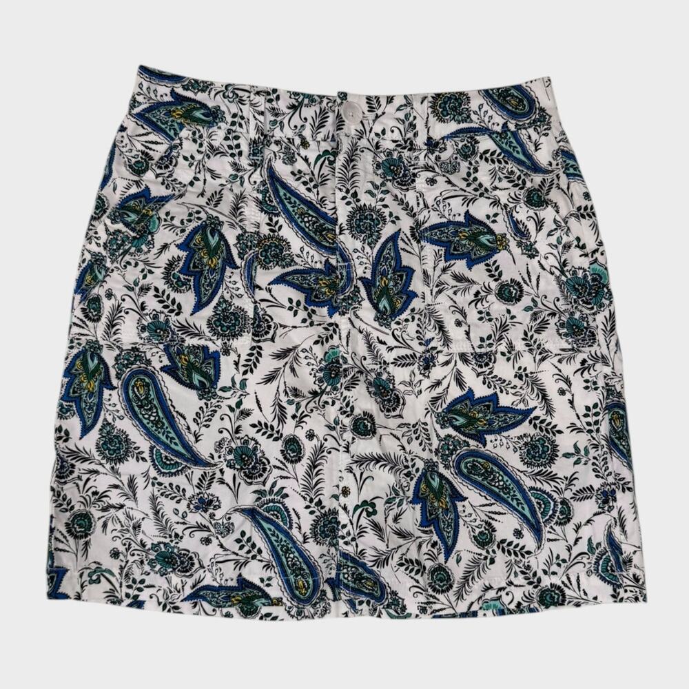 Croft & Barrow Size 4 Effortless Stretch Skort White Black Blue Pattern